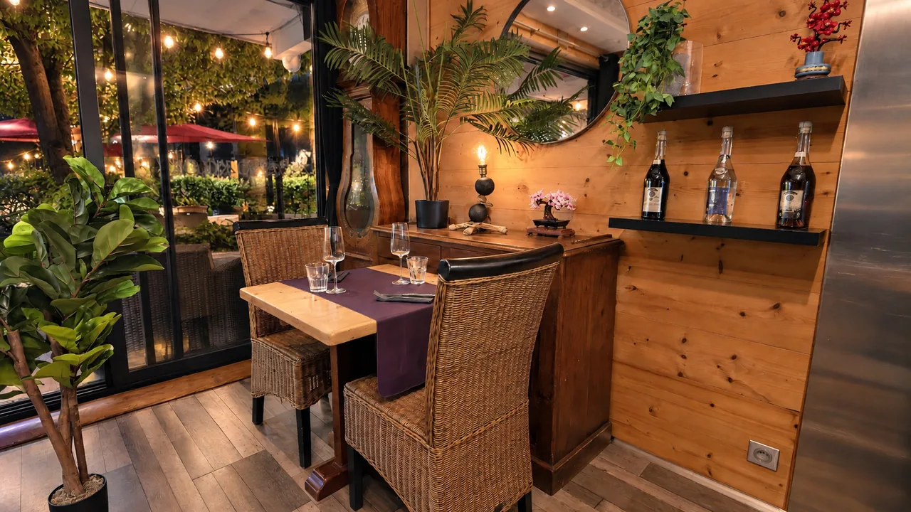 A table for two by the bay window, in the evening